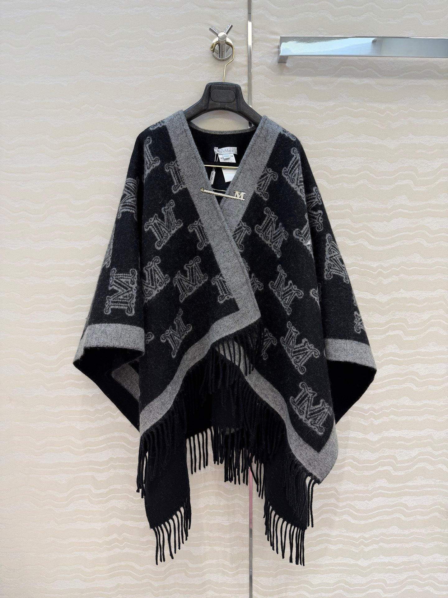 Max Mara 26S Monogram Fringe Poncho Cape 440931