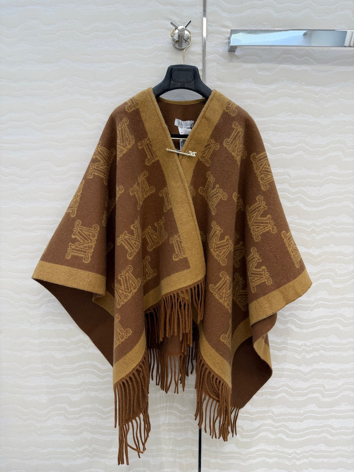 Max Mara 26S Monogram Fringe Poncho Cape 440931