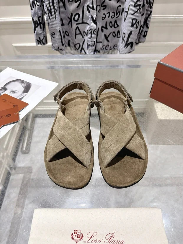 Loro Piana 2026 Criss-cross Straps Sandal Suede Leather 918892