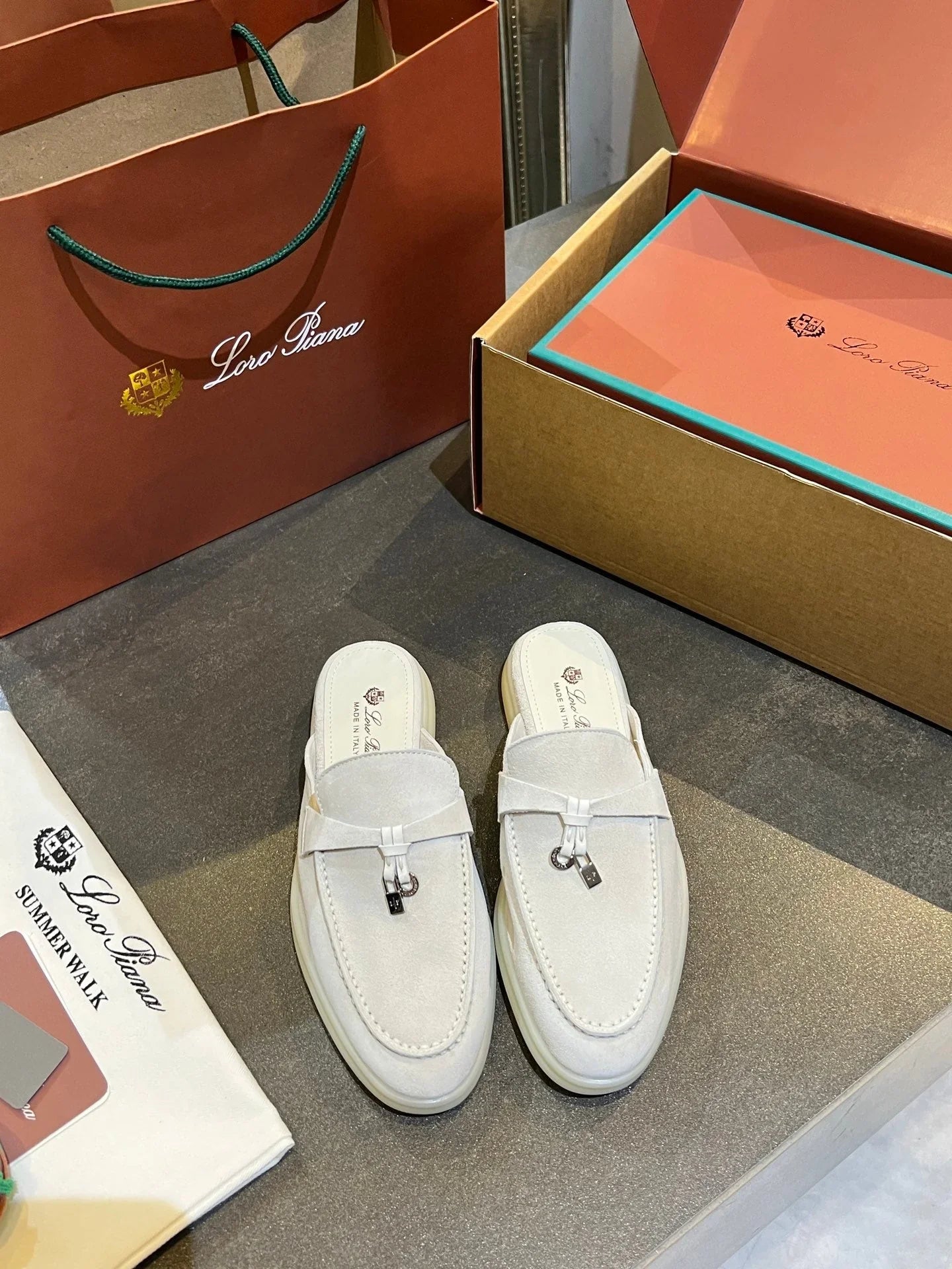 Loro Piana 2026 Summer Walk Charm Mule Suede 921944