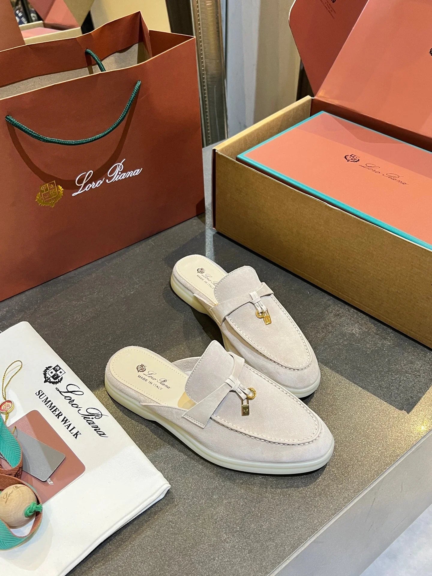 Loro Piana 2026 Summer Walk Charm Mule Suede 921944