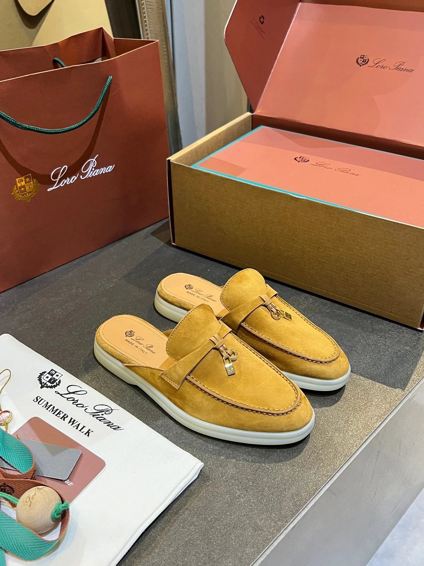 Loro Piana 2026 Summer Walk Charm Mule Suede 921944