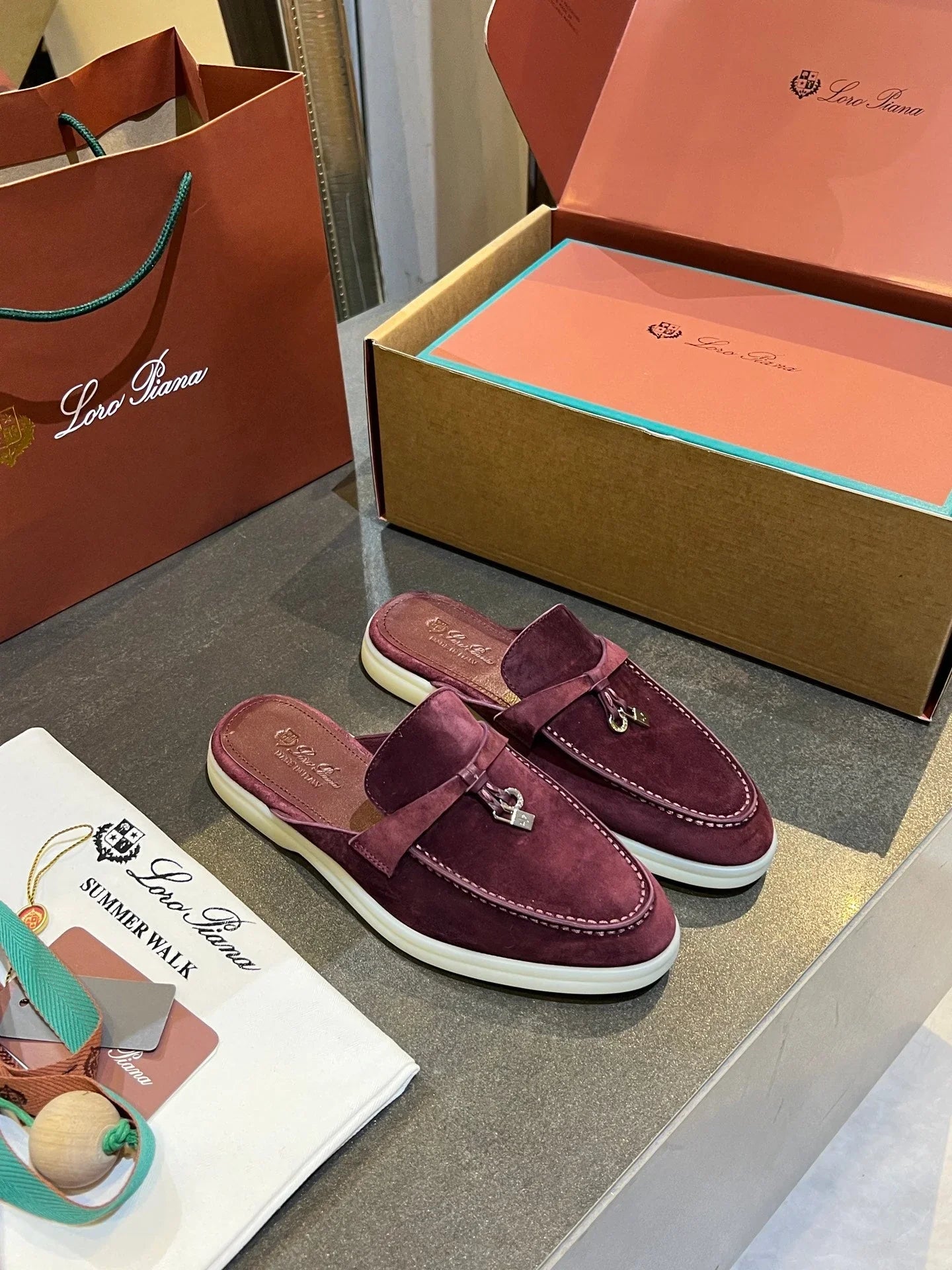 Loro Piana 2026 Summer Walk Charm Mule Suede 921944