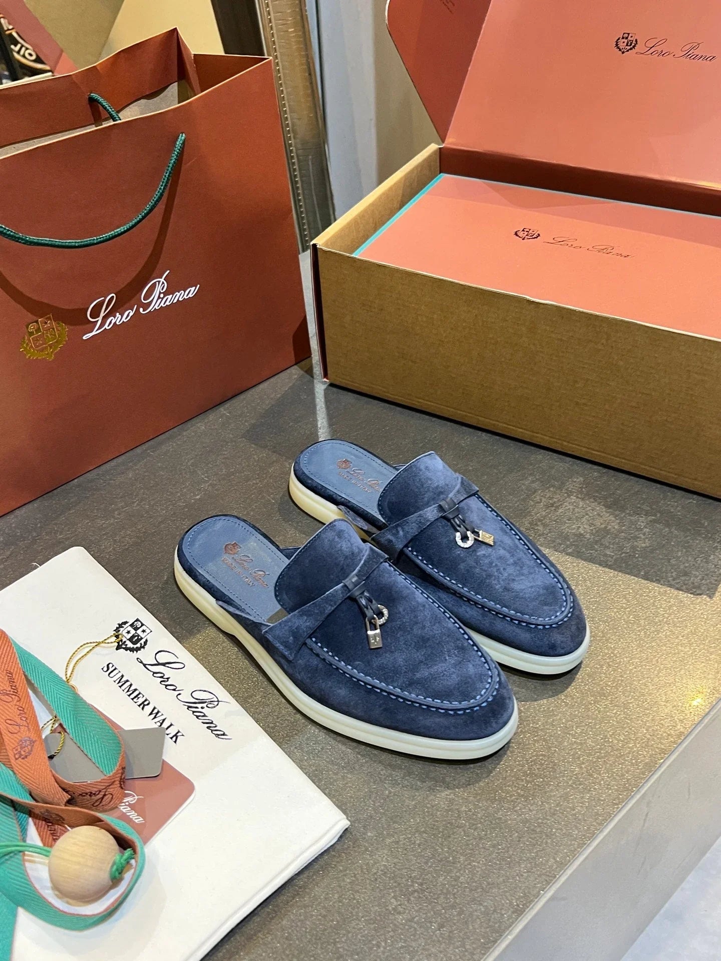 Loro Piana 2026 Summer Walk Charm Mule Suede 921944