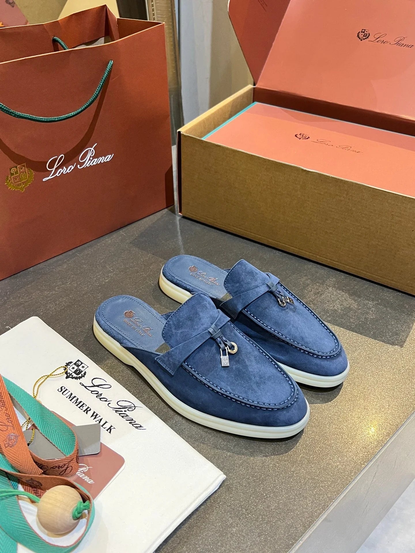 Loro Piana 2026 Summer Walk Charm Mule Suede 921944