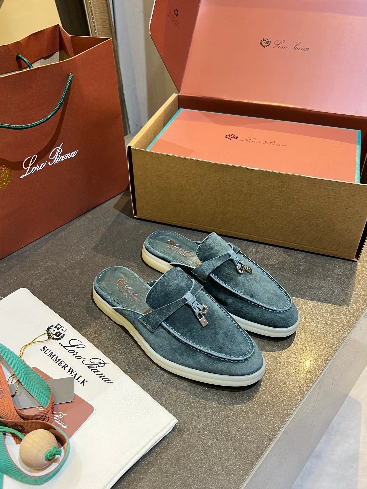 Loro Piana 2026 Summer Walk Charm Mule Suede 921944