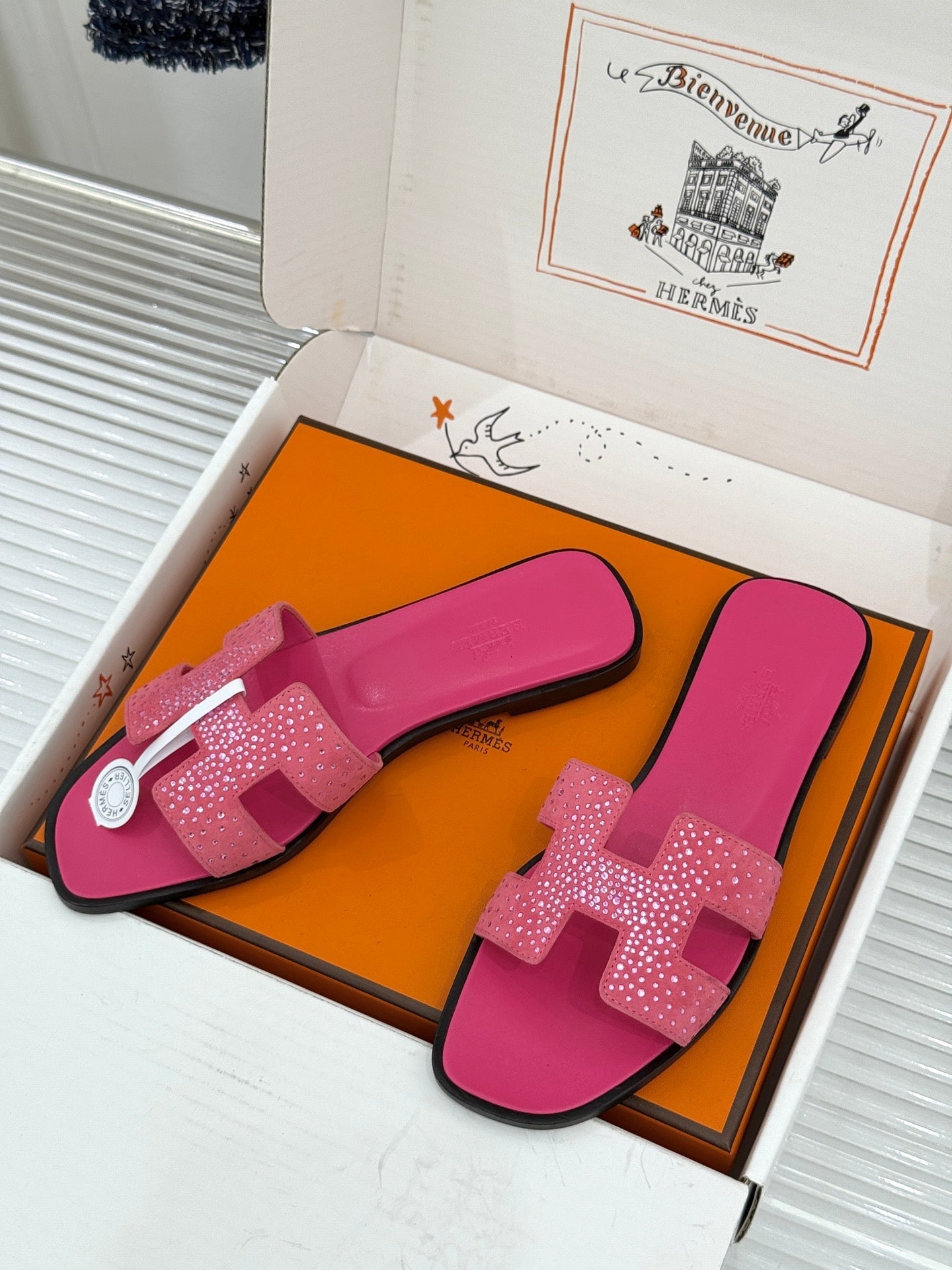 HM 26s Oran Sandals With Crystal-Embellished Suede 991880
