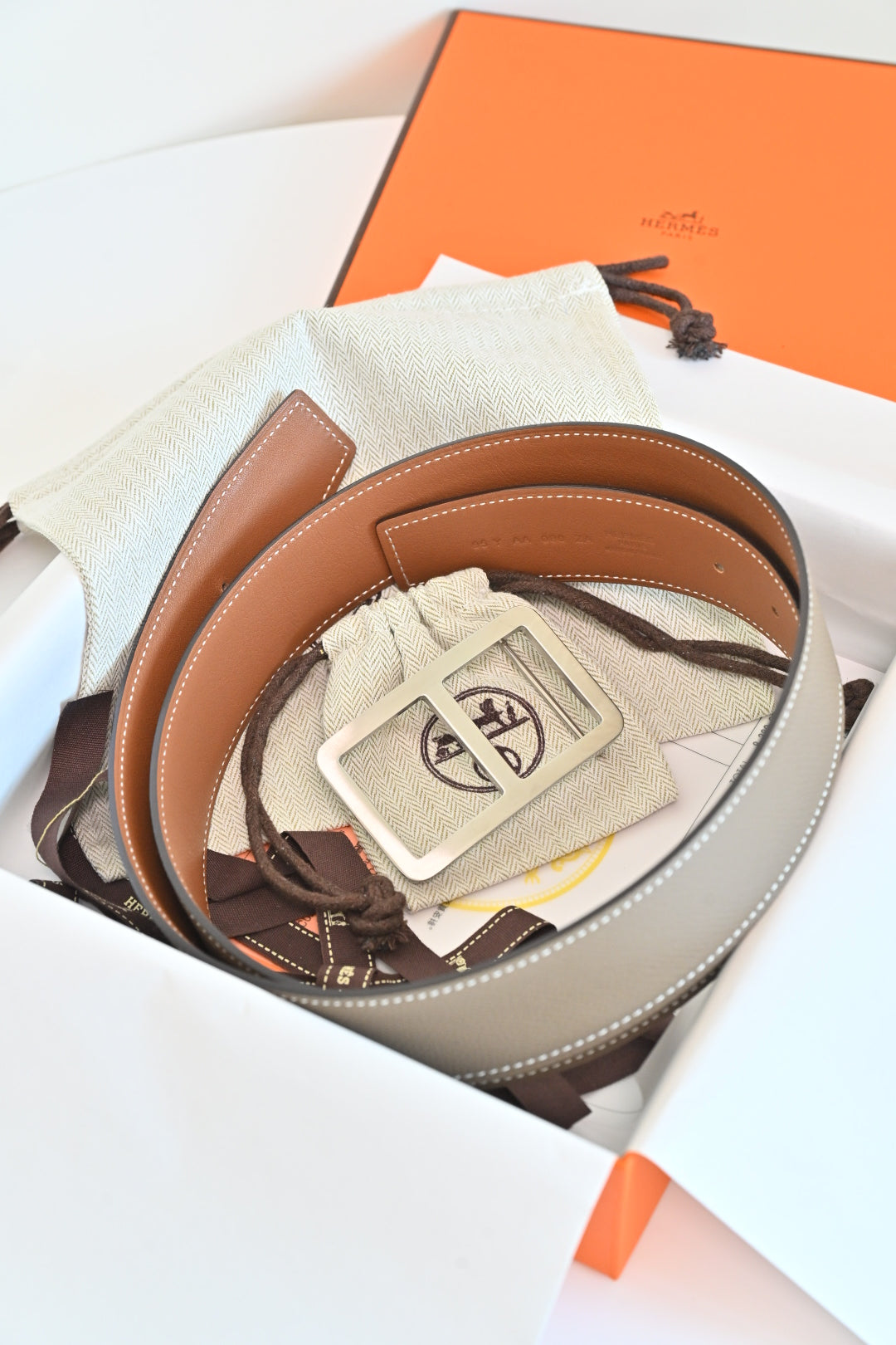 Hermes FW26 Gamma Reversible Belt 38mm Smooth Leather 219891