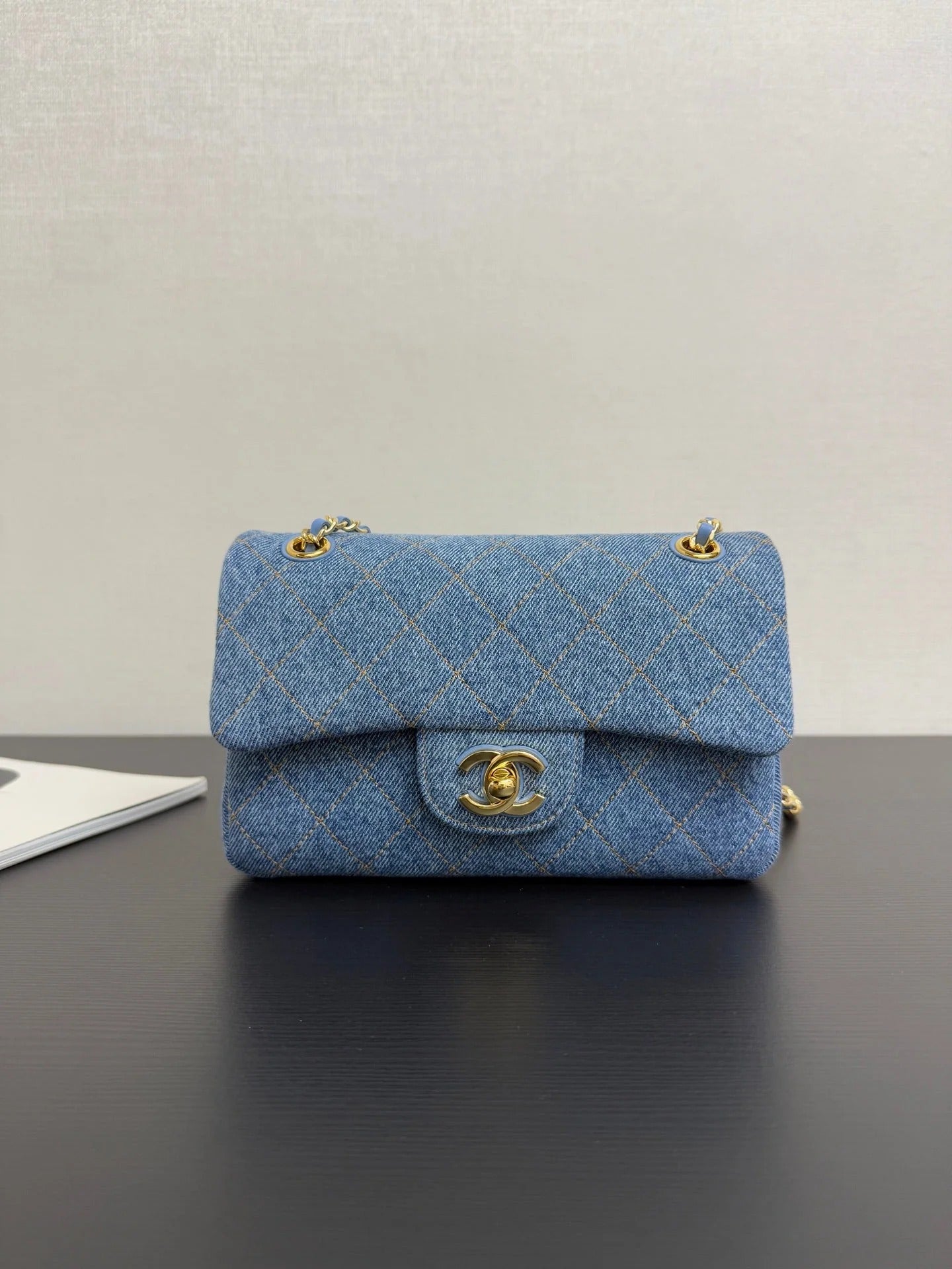 CC 2026 Mini Flap Bag 20cm Denim And Grained Calfskin