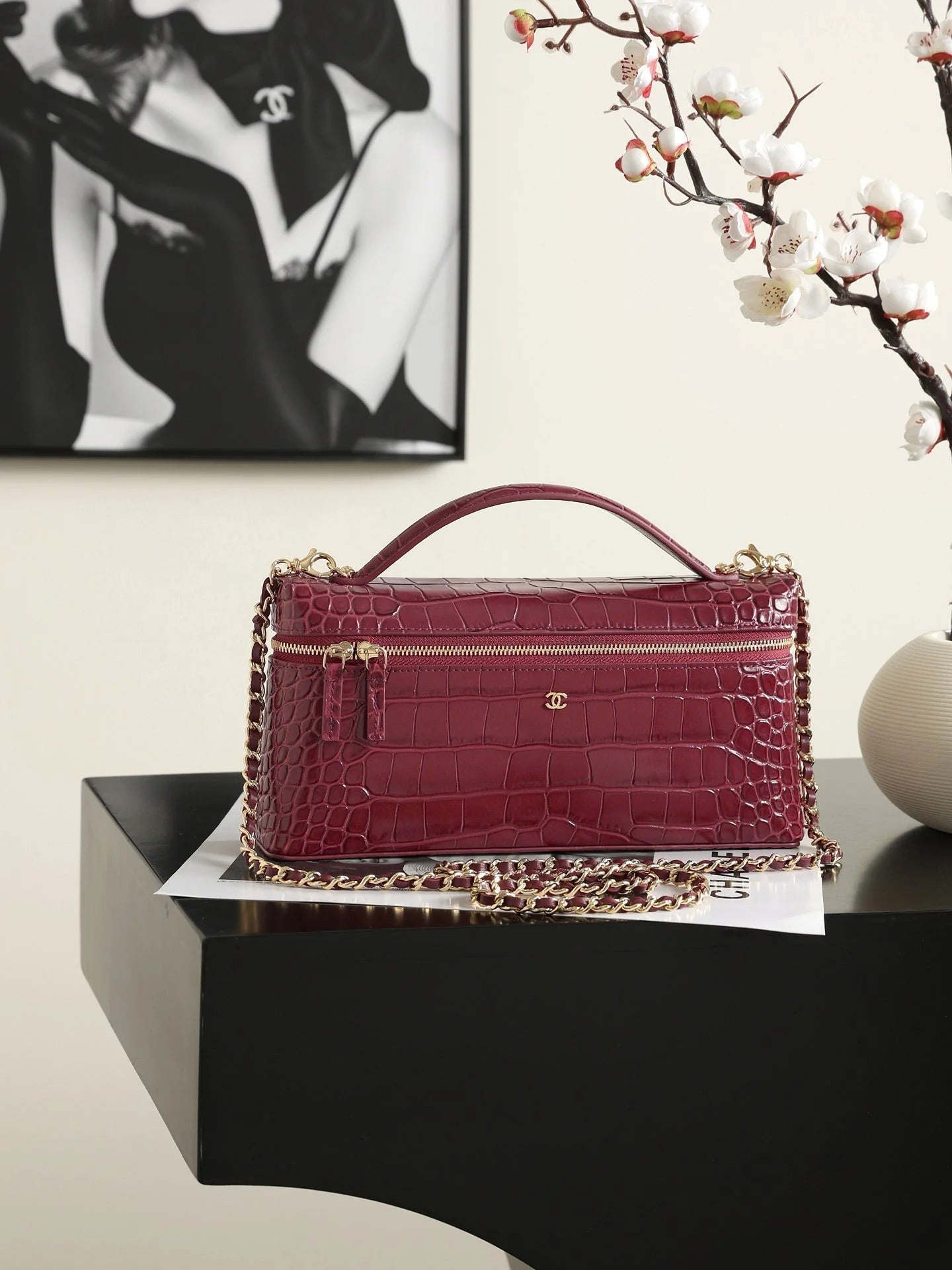 Chanel 2026 Crocodile Embossed Vanity Bag 25cm Leather