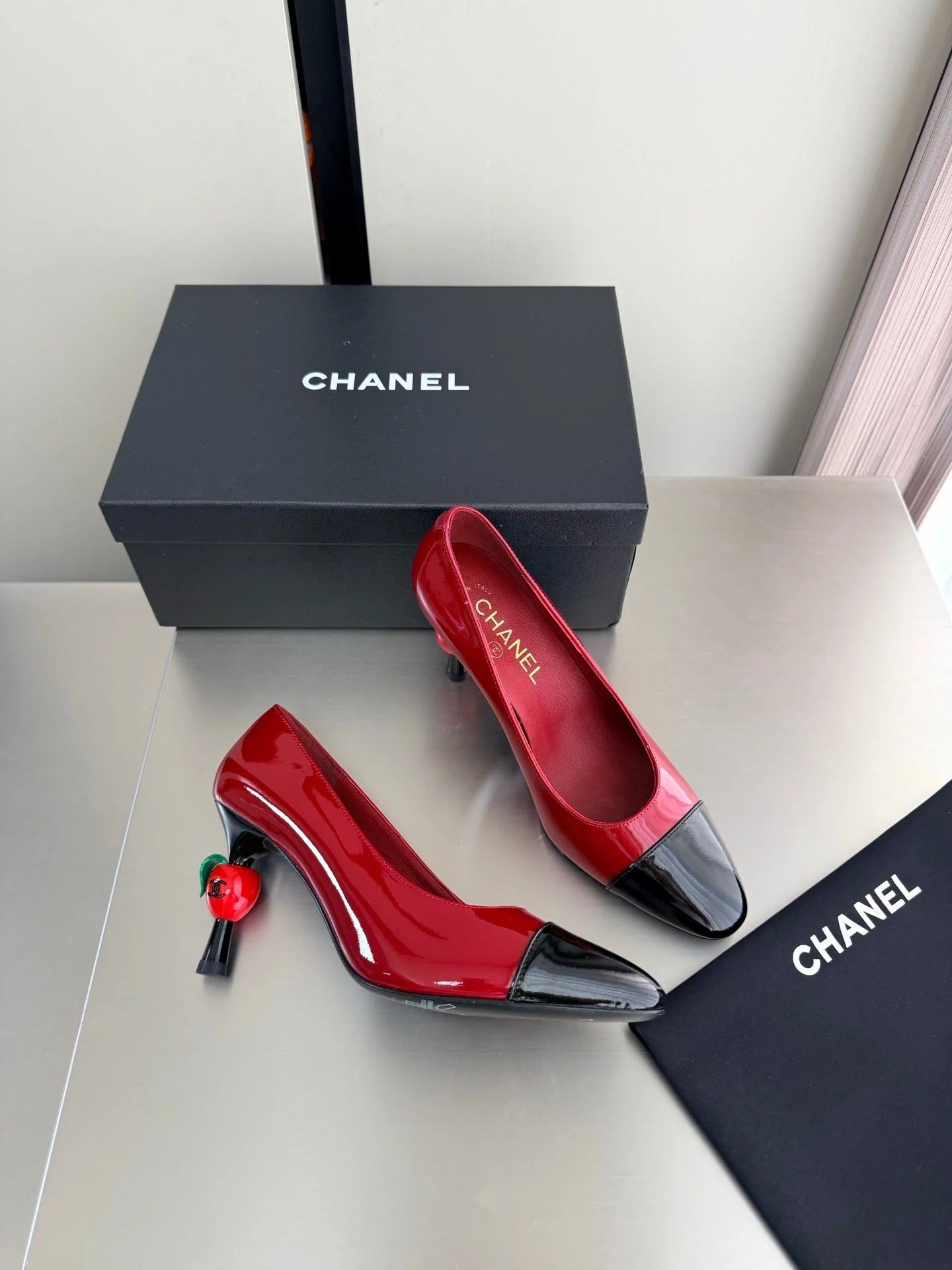 Chanel 2026 Little Red Apple Heel Pump 85mm Lambskin 929469