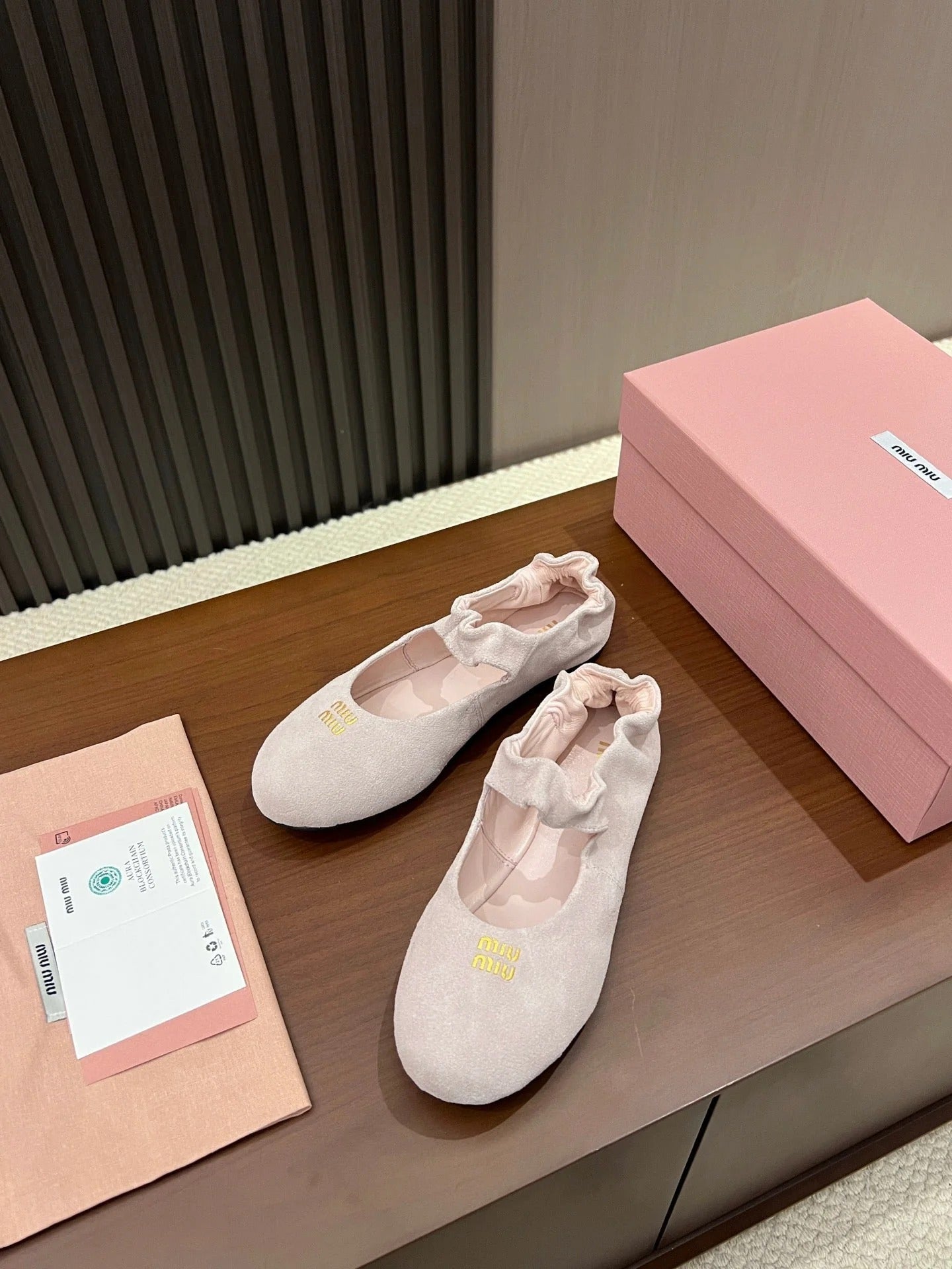 Miumiu 2026 Ruches Ballet Flats Suede 957361