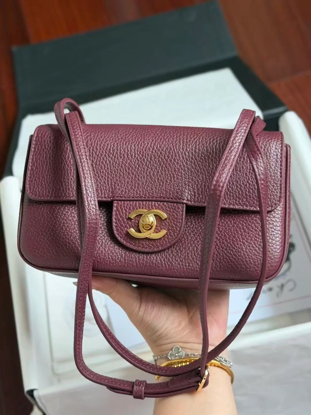 CC 2026 Mini Flap Bag 20cm Denim And Grained Calfskin