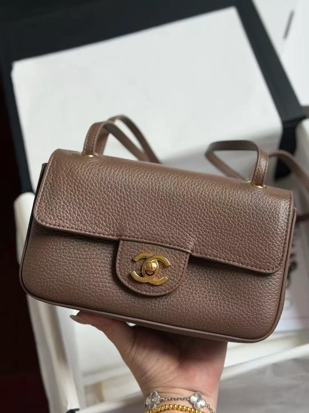 CC 2026 Mini Flap Bag 20cm Denim And Grained Calfskin