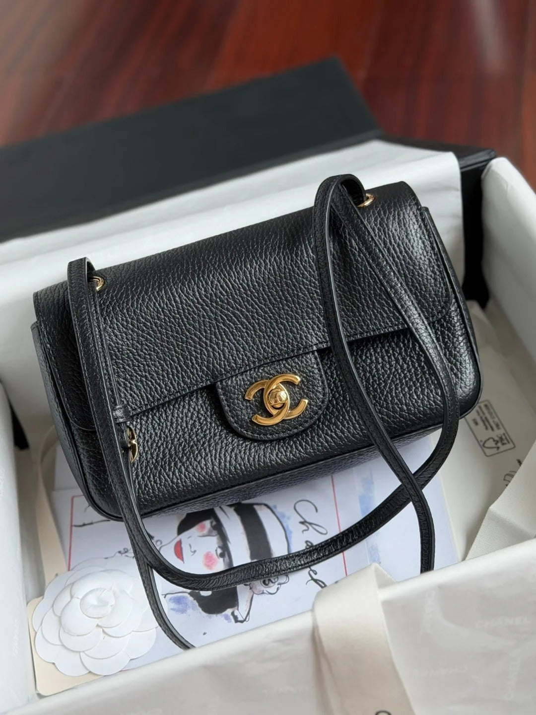 CC 2026 Mini Flap Bag 20cm Denim And Grained Calfskin