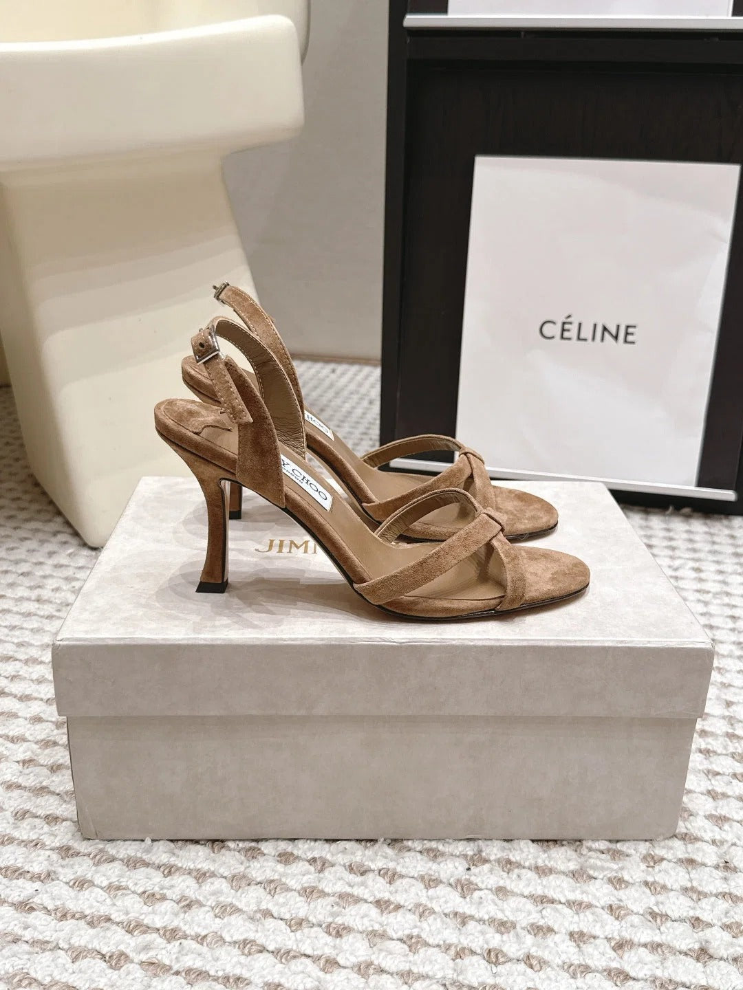 Jimmy Choo 2026 Elsy Sandals 8.5cm Suede Leather 930980