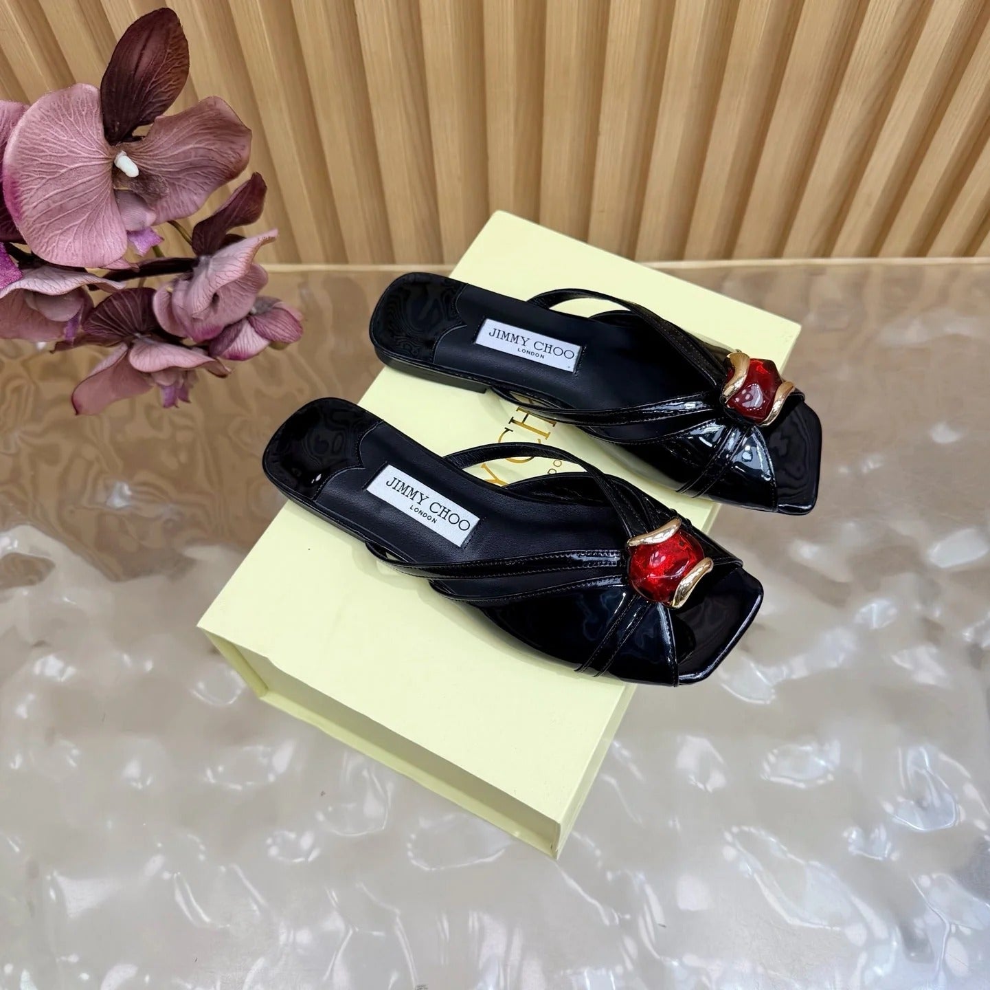 Jimmy Choo 2026 Brigitte Flat Sandals Patent Leather 949774