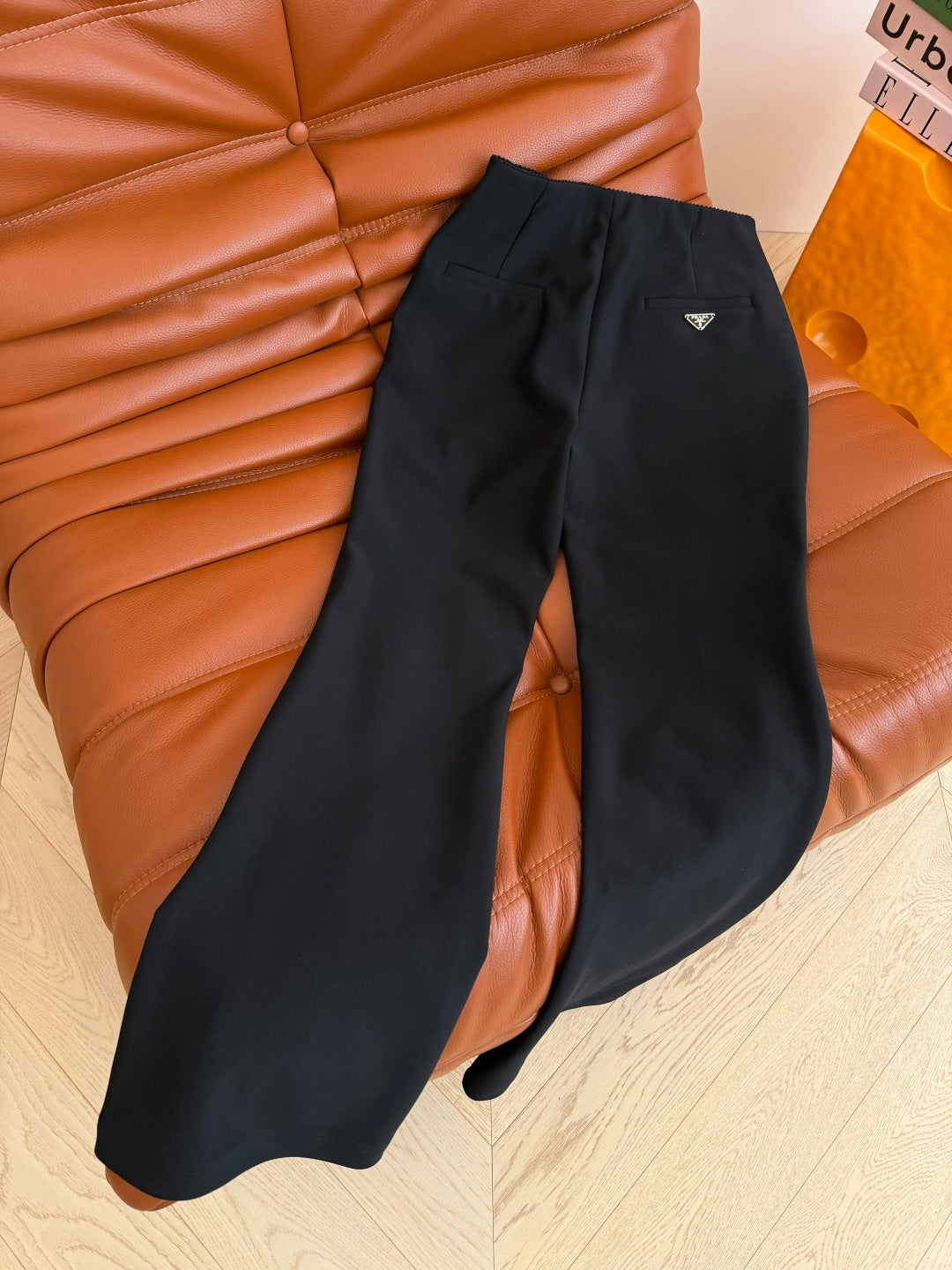 Prada 26s Flared Pants With A Triangular Logo 420883