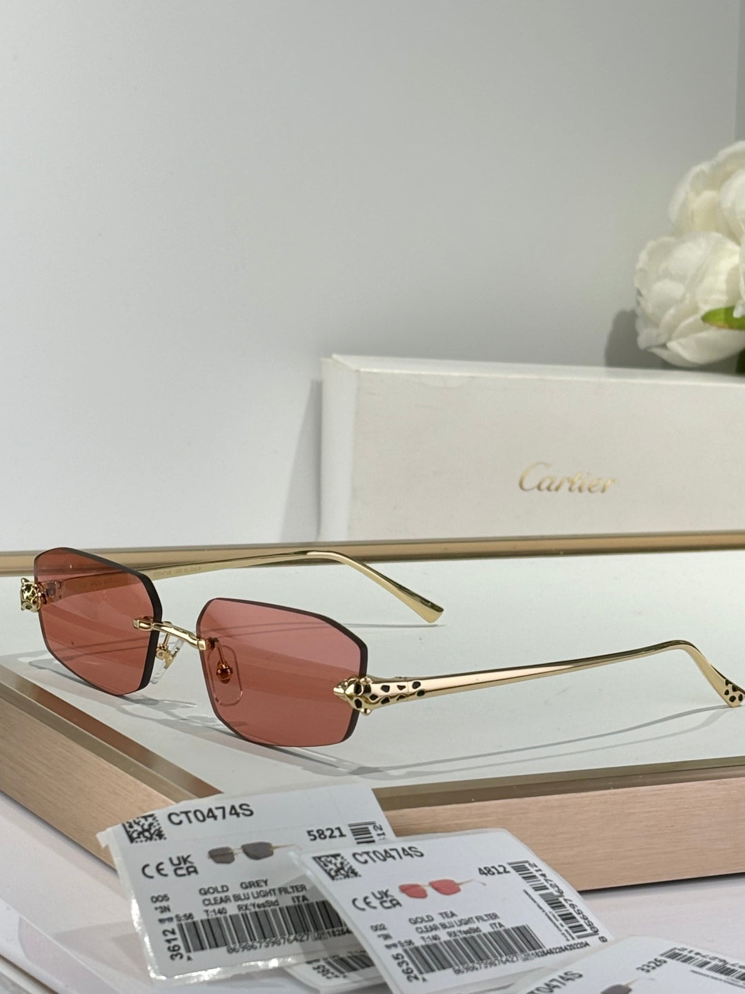 PANTHÈRE RECTANGULAR FRAME SUNGLASSES 558497 IN METAL
