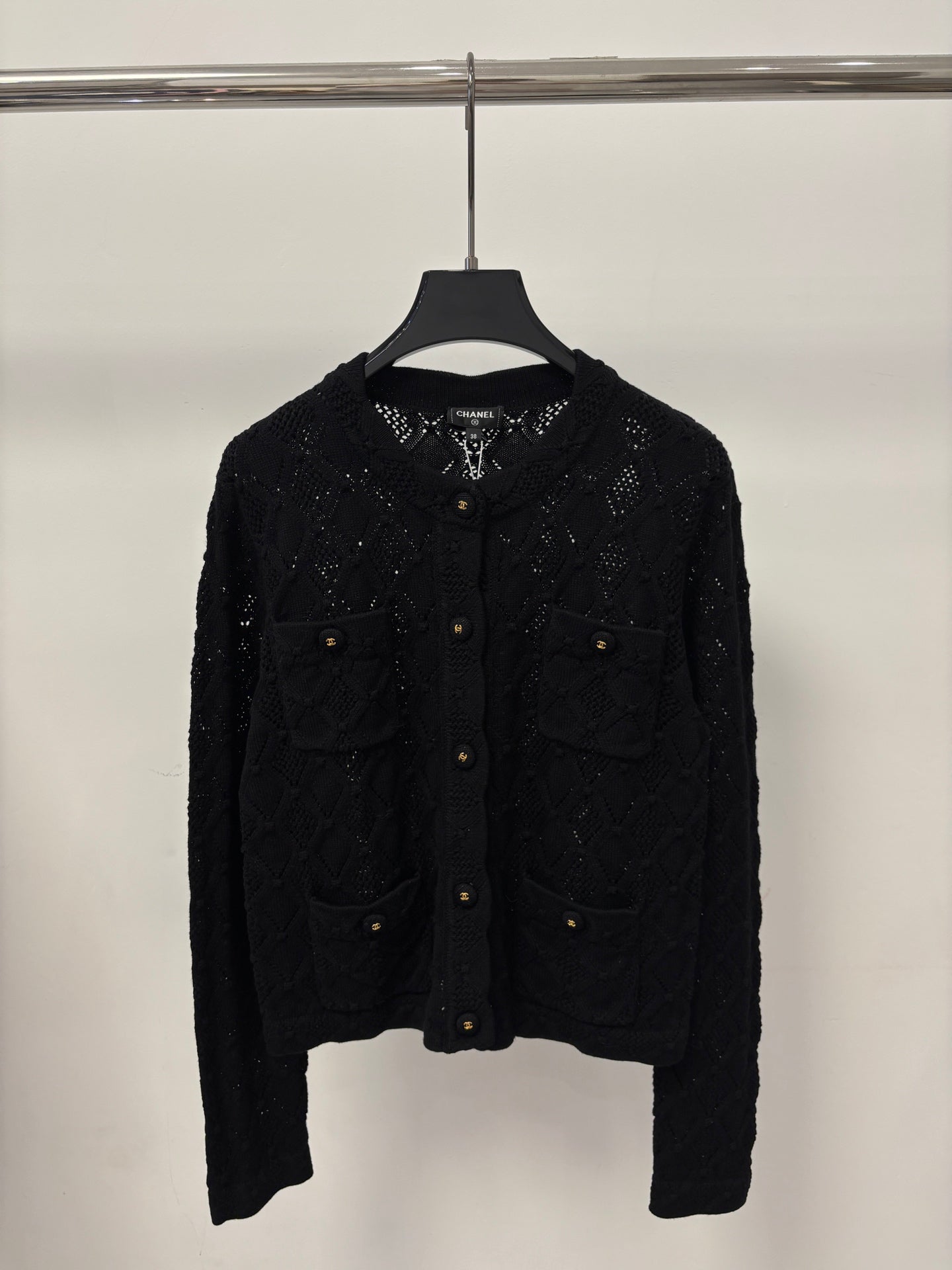 Chanel 26s Cardigan White Black Knit 448072