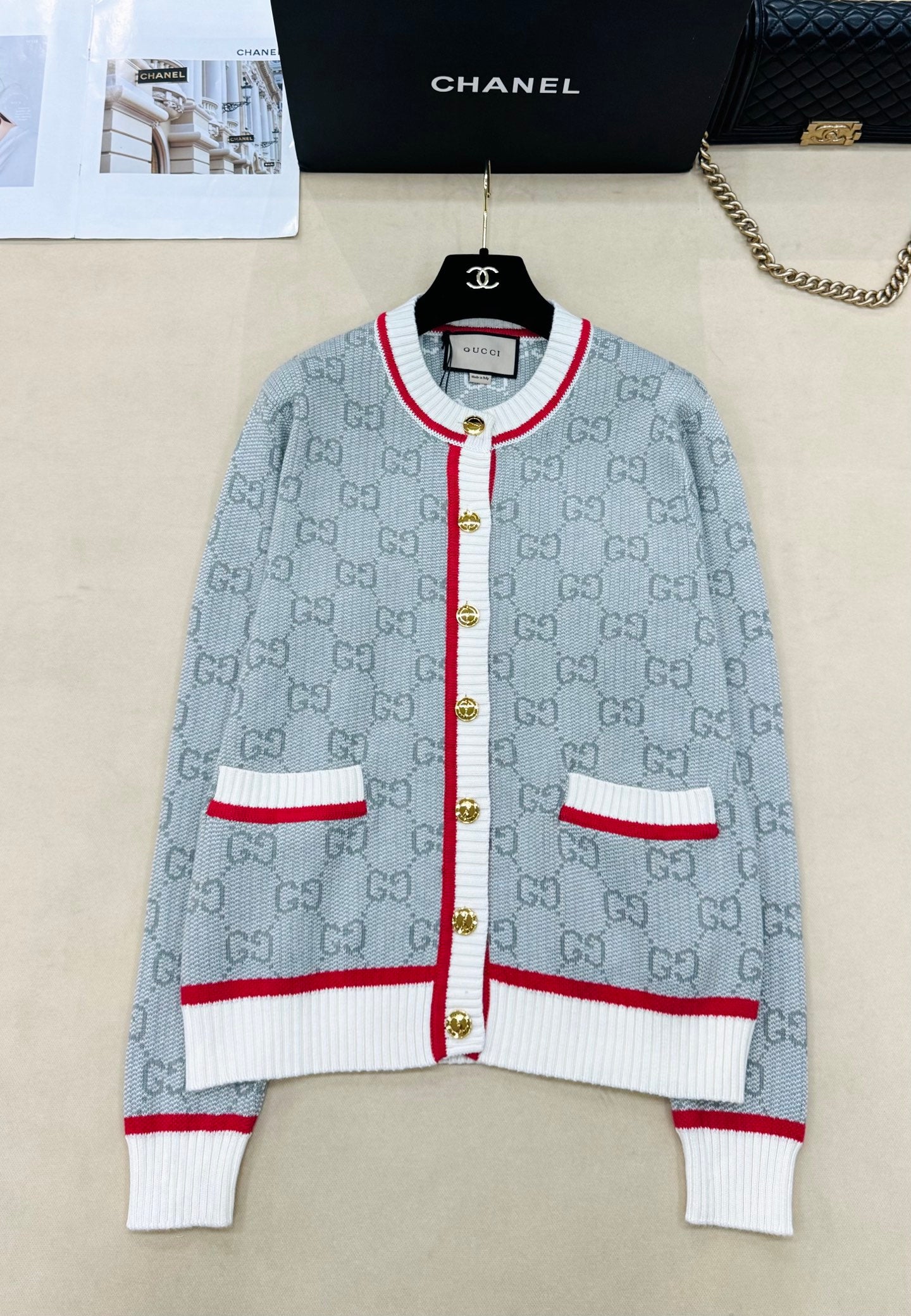 Gucci 26s Cardigan Multicolor Monogram Knit 448131