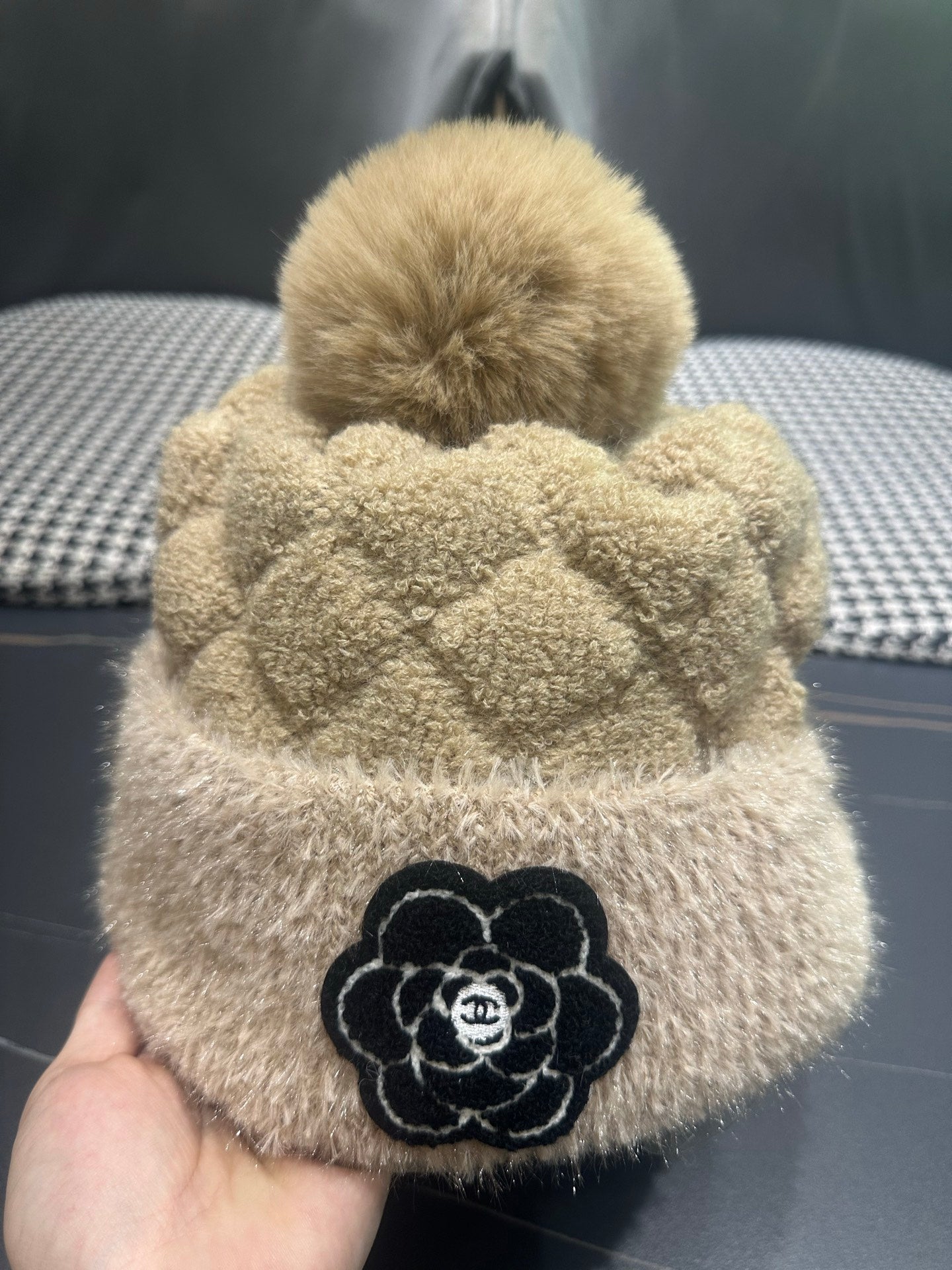 Chanel 2026 Camellia Earmuff Beanie Hat Wool 566053